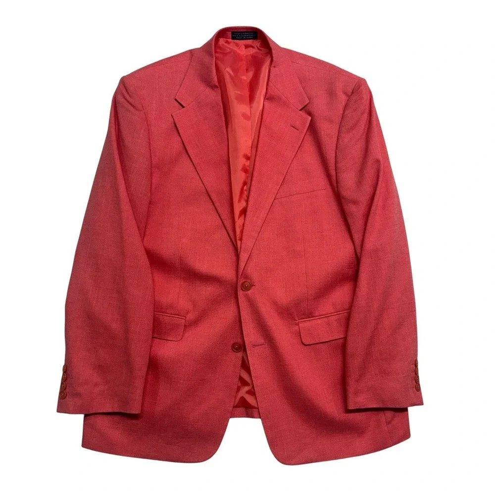 vtv Coral Pink‎ Blazer 44R Jacket Sport Suit Coat Linen Rayon Lightweight Mens